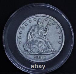 1866-s Demi-dollar à l'effigie de Liberty assise ! Condition exemplaire ! $! $! $extrêmement rare &