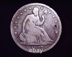 1867 S Demi-Dollar Liberty Assise V-4 Très Faible Tirage de 1 196 000 # S217
