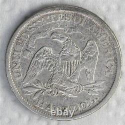 1867 S Seated Liberty Demi Dollar, Beau Regard Plus Haut Grade Circulé