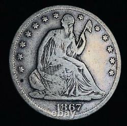 1867 S Sièged Liberty Half Dollar 50c Après La Guerre Civile Good Silver Us Coin Cc8718