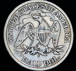 1868 S Demi-dollar assis Liberty 50C Non classé 90% Argent Pièce de monnaie des États-Unis CC19926