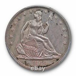 1869 50c Liberty Seated Half Dollar Pcgs Pr 63 Proof Violet Toned Beauty