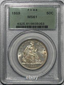 1869 La Moitié Liberté Assis Dollar Pcgs Ms61 Ogh