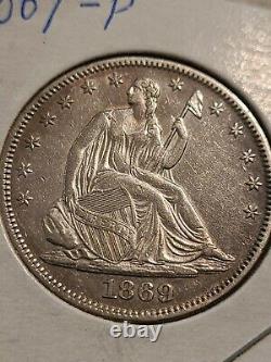 1869 P Demi-dollars Assis Au + Near Unc