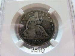 1870 CC Assis Liberté Demi-dollar Mbac Vg 8 Carson City 50 Cents Silver Coin