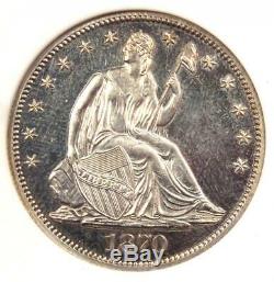 1870 Proof Demi-liberté Assis Dollar 50c Anacs Pr60 Détail (pf60) Rare Coin