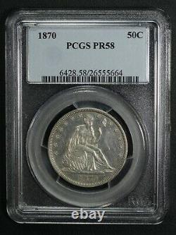1870 Proof Seated Liberty Silver Half Dollar Pcgs Pr 58