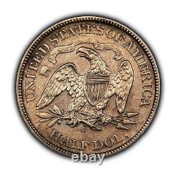 1871-S 50c Demi-dollar assis en argent Liberté avec un bel aspect des yeux AU+ Dets SKU-H2963