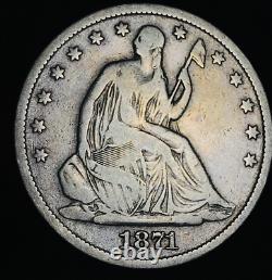 1871 S Demi-dollar de Liberté assise 50C Non évalué Choix 90% Argent Pièce de monnaie US CC20788