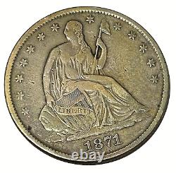 1871-S Demi-dollar en argent 90% Liberty assis 50c KM# 99 Lot B3-365 Faible tirage