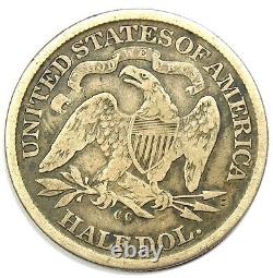 1872-CC Moitié de dollar assise Liberty 50C Pièce de monnaie de Carson City Détails fins