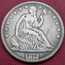 1872 Demi-dollar assis de la Liberté, 50 cents, meilleure qualité VF XF #57454