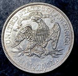 1872 Seated Liberty Argent Demi-dollar 50c Wb-101 & Semi-clé Date Au-unc Détails