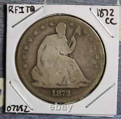 1872-cc Siège Liberty Argent Demi-dollar Pièce Collector Livraison Gratuite