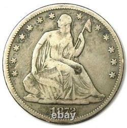 1872-cc Sièged Liberty Half Dollar 50c Carson City Coin Fine / Vf Détails