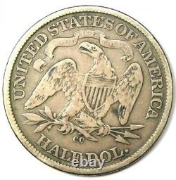 1872-cc Sièged Liberty Half Dollar 50c Carson City Coin Fine / Vf Détails
