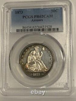 1873 Arrows Liberty Seated 50c Pcgs Pr62cam Belle Brillance / Hors Standing Cameo