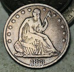 1873 Seated Liberty Demi-dollar 50c No Flèches Choix 90% Argent Us Pièce Cc12440