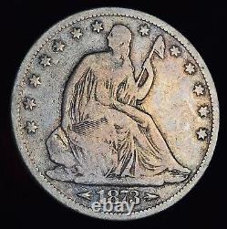 1873 Seated Liberty Half Dollar 50c Arrows Non Classé 90% Argent Us Coin Cc13942