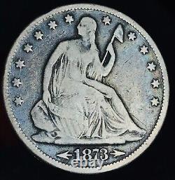 1873 Seated Liberty Half Dollar 50c Arrows Non Classé 90% Argent Us Coin Cc15725
