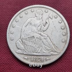 1874 Demi-dollar à l'effigie de la liberté assise 50c Meilleure qualité XF + #51127