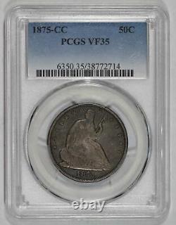 1875 CC 50c Liberty Assis Demi-dollar Pcgs Vf35