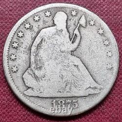 1875 CC Demi-dollar assis de Liberté 50c Meilleure qualité #60971