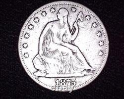 1875 P Seated Liberty Half Dollar Nice Détails Pas De Flèches V-4 Reprise # H038