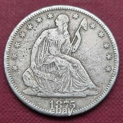 1875 S Seated Liberty Demi-dollar 50c Meilleure Qualité Xf Détails #42332