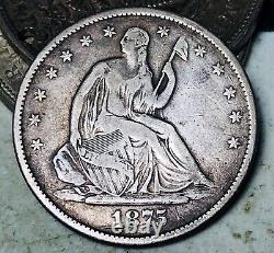 1875 S Seated Liberty Half Dollar 50c Die Crack Argent Non Classé Us Coin Cc13275