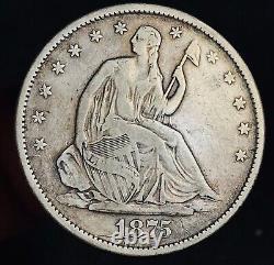 1875 S Seated Liberty Half Dollar 50c Die Crack Argent Non Classé Us Coin Cc13275