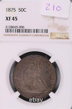 1875 Seated Liberty Argent Demi-dollar Ngc Xf-45 #5-006