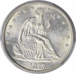 1875-s Liberty Seated Argent Demi-dollar Ms65 Pcgs