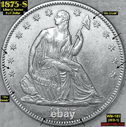 1875-s Liberty Siège D'argent Demi-dollar (wb-103) La Conditionnellement Rare Wb-1