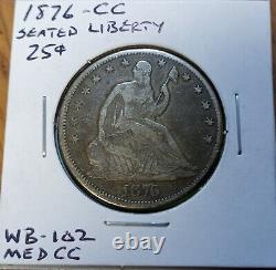 1876 CC Seated Liberty Half Dollar Wb-102 (med Cc)