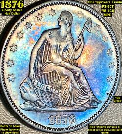 1876 Liberty Assise Silver Half Dollar Mpd (fs-303) Variété De Cerises