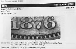 1876 Liberty Assise Silver Half Dollar Mpd (fs-303) Variété De Cerises
