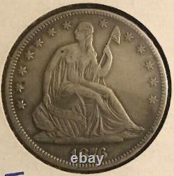 1876 Seated Liberty Demi-dollar, Vf +, Scarce