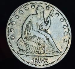 1876 Seated Liberty Half Dollar 50c Argent Centennial Non Classé Us Coin Cc15152