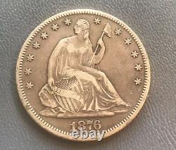 1876-cc. Liberté Assise À Moitié Dollar, Rare