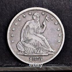 1876-cc Liberty Assise Demi-dollars Détails Xf (#40923)