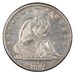 1876-cc Liberty Siège D'argent Demi-dollar (carson City) 50c Vf / Xf
