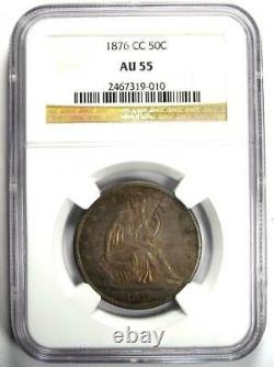 1876-cc Seated Liberty Half Dollar 50c Carson City Coin Certifié Ngc Au55
