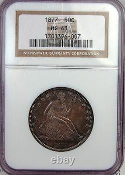 1877 Assis Liberty Demi-dollar Ngc Ms63 Bien Frappé Propre Et Original