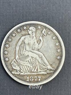 1877 Demi-dollar en argent à 90% de Liberty assis P XF+