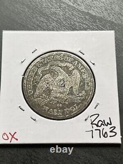 1877-cc Seated Liberty Half Dollar Carson City Coin With Counter Stamp (raw7763)