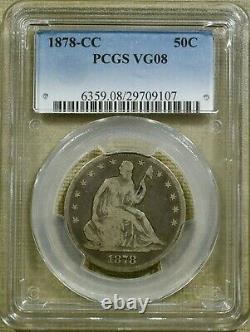 1878-cc Pcgs Vg08 Assis Demi-dollar Date Clé