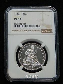 1880 50c Proof Seated Liberty Half Dollar Pf-63 Ngc, Semble Absolument Cameo! Wow