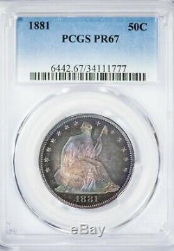 1881 50c Assis Liberté Demi-dollar Pcgs Pr67, Top Pop, Finest Proof