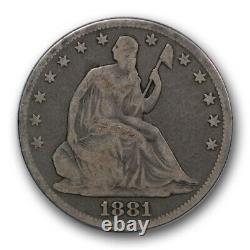 1881 50c Seated Liberty Half Dollar Good G Date De La Clé D'origine R352